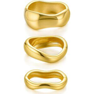 Gold Bangle Bracelets for Women 14k Gold Plated Stackable Cuff Jewelry